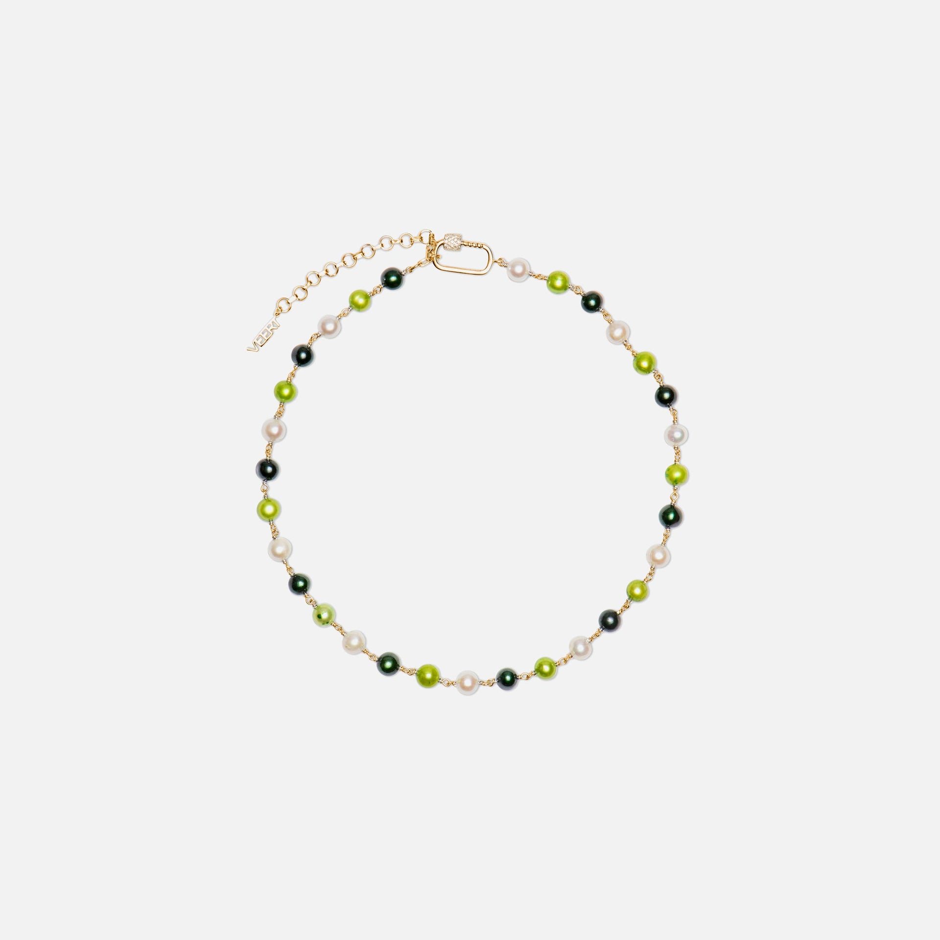 VEERT The Single Freshwater Pearl Necklace - Yellow Gold / Multi Green