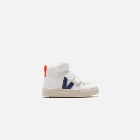 Veja Kids V-10 Mid CWL Sneakers - White Cobalt Orange Fluo