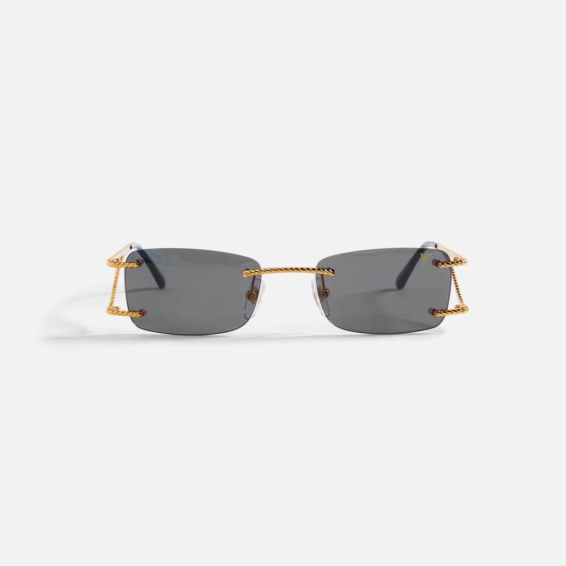 Vintage Frames Wall Street 24KT Gold Sunglasses - Black Solid