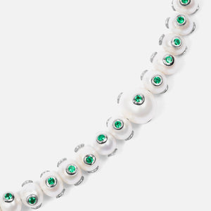 VEERT The Polka Dot Freshwater Pearl Necklace - White gold / Green
