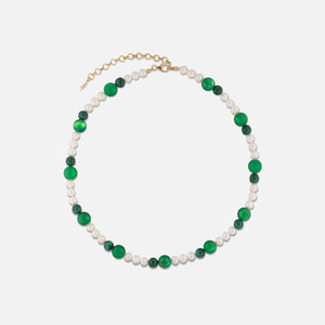 VEERT Freshwater Pearl Green Onyx Malachite Necklace - Green