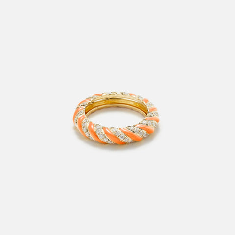 Yvonne Leon Diamond Torsade Twist Ring - Yellow Gold / Orange