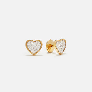 Yvonne Leon Paire de Mini Puces Coeur Diamants Mini Heart Earring - Yellow
