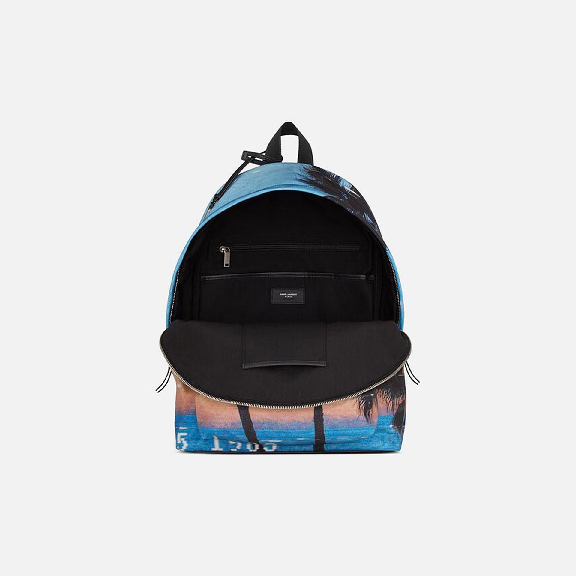Saint Laurent City Backpack Palm Print - Blue